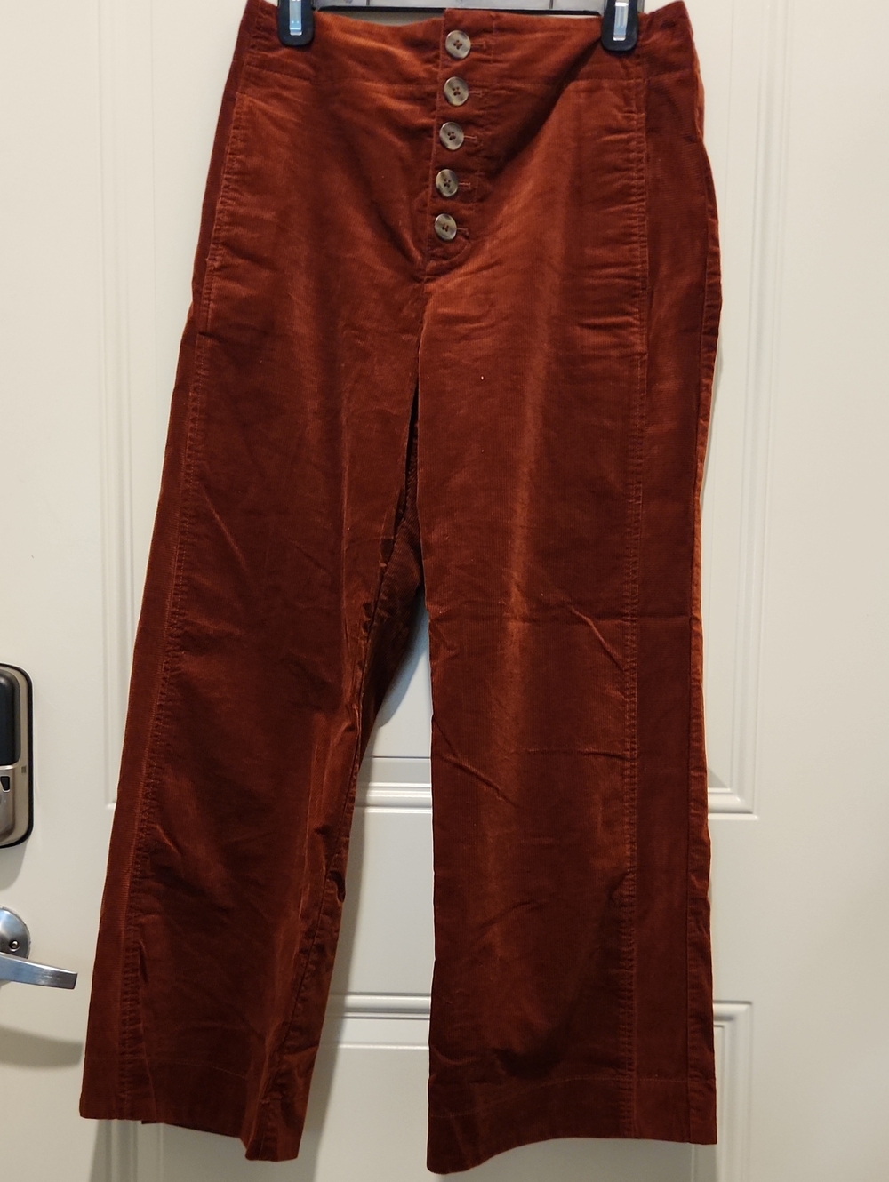 Anthropologie Rust Corduroy Button-Front Wide Leg Pants - Size 8
